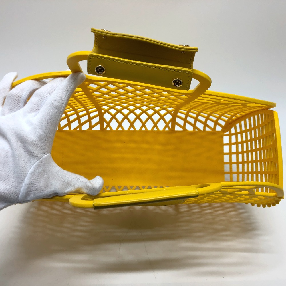 ハンドバッグ 8BH389 ミディアム バスケット カゴバッグ プラスチック イエロー