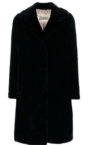 雑誌掲載　エコファーコート　シングルブレスト　ブラック