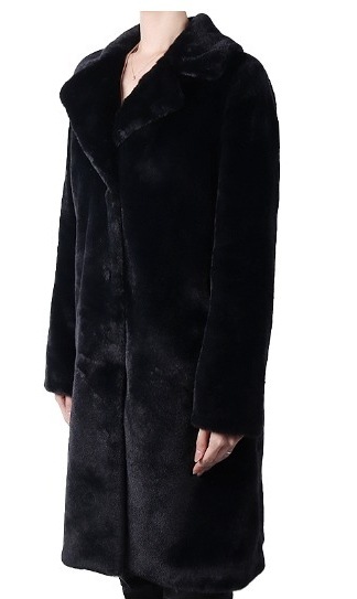 雑誌掲載　エコファーコート　シングルブレスト　ブラック