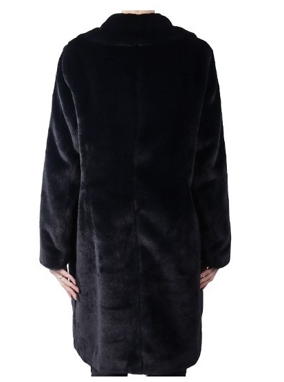 雑誌掲載　エコファーコート　シングルブレスト　ブラック