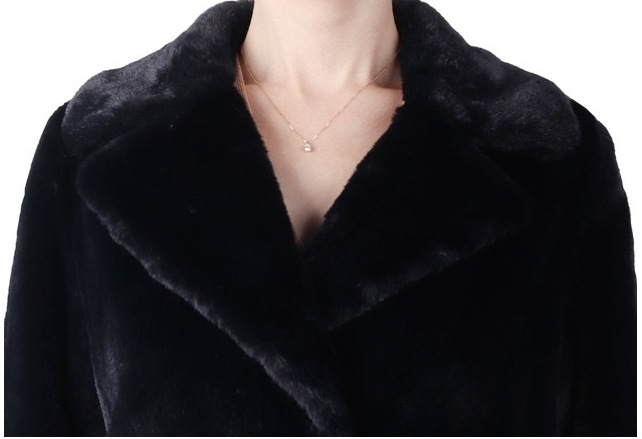 雑誌掲載　エコファーコート　シングルブレスト　ブラック