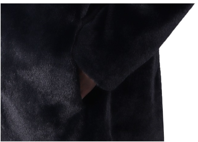 雑誌掲載　エコファーコート　シングルブレスト　ブラック