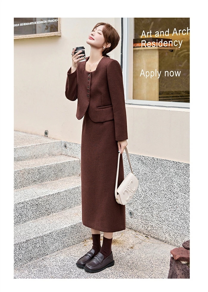 セットアップ スーツ レディース スカートスーツ ママコーデ フォーマル セレモニー ビジネススーツ 洗える 大人可愛い テーラードジャケット＆ロングスカート キレイめ 2点セット 大人セット 入学式