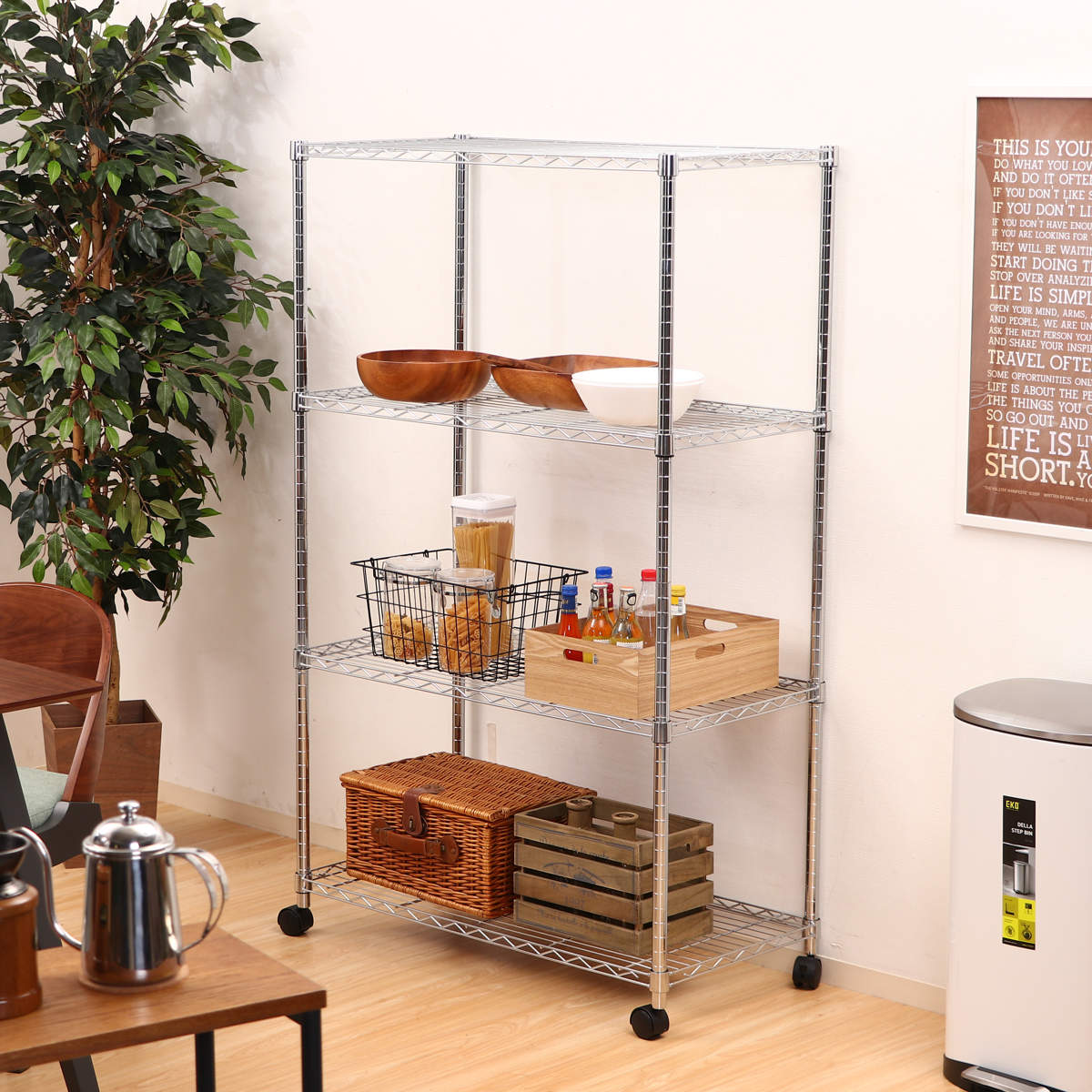 スチールラック 幅90cm 4段 キャスター付 メタルマルチシェルフ ラック スチール オープンラック 収納 スチールシェルフ スチール棚 飾り棚 本棚 シェルフ 収納棚 収納ラック 棚 スチールラック 幅90cm 4段 キャスター付 メタルマルチシェルフ ラック スチール オープンラック 収納 スチールシェルフ スチール棚 飾り棚 本棚 シェルフ 収納棚 収納ラック 棚