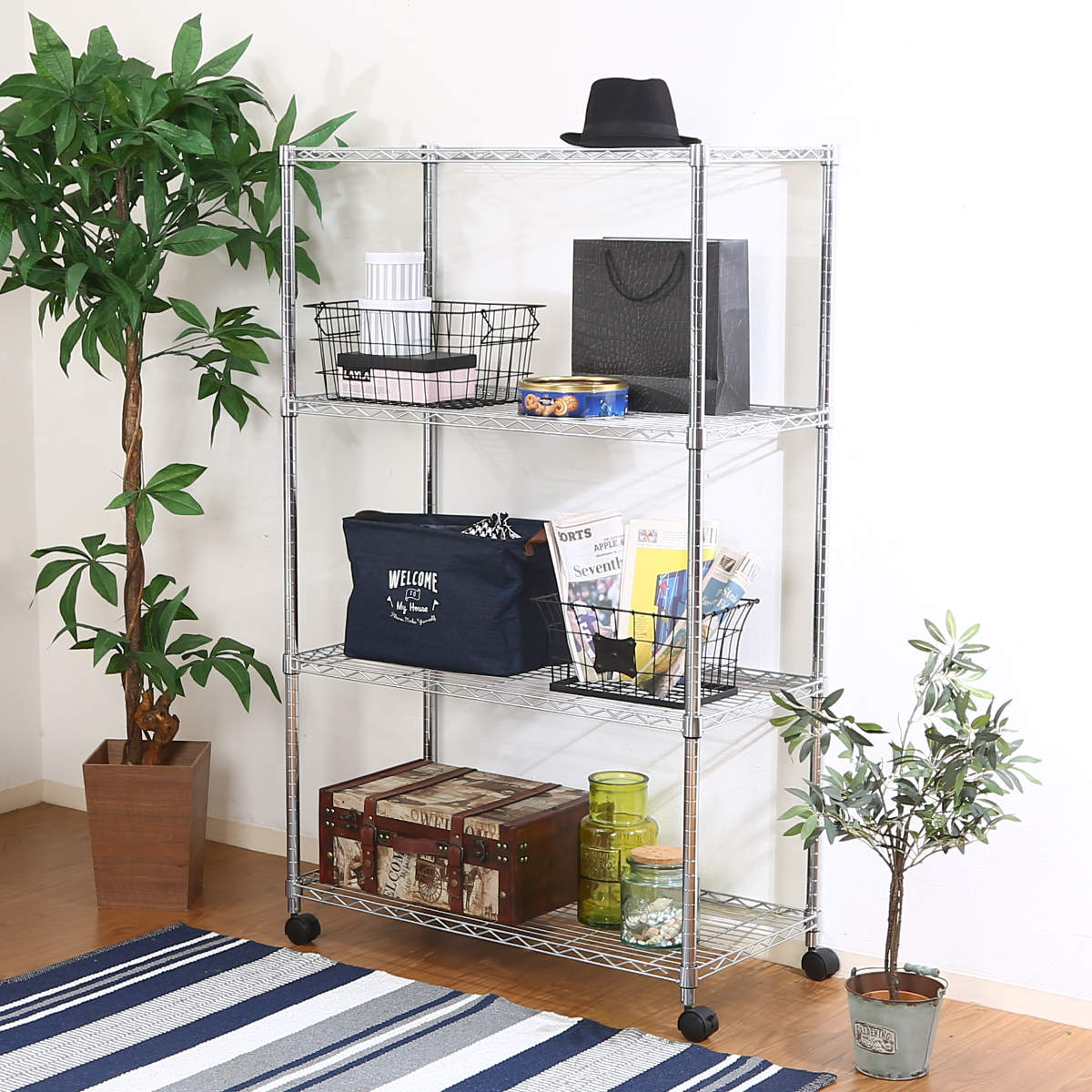 スチールラック 幅90cm 4段 キャスター付 メタルマルチシェルフ ラック スチール オープンラック 収納 スチールシェルフ スチール棚 飾り棚 本棚 シェルフ 収納棚 収納ラック 棚 スチールラック 幅90cm 4段 キャスター付 メタルマルチシェルフ ラック スチール オープンラック 収納 スチールシェルフ スチール棚 飾り棚 本棚 シェルフ 収納棚 収納ラック 棚
