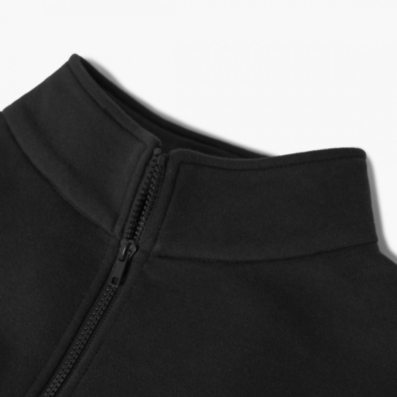 FLUKEスラムロゴハーフジップマンツーマンTシャツブラックFZT1027