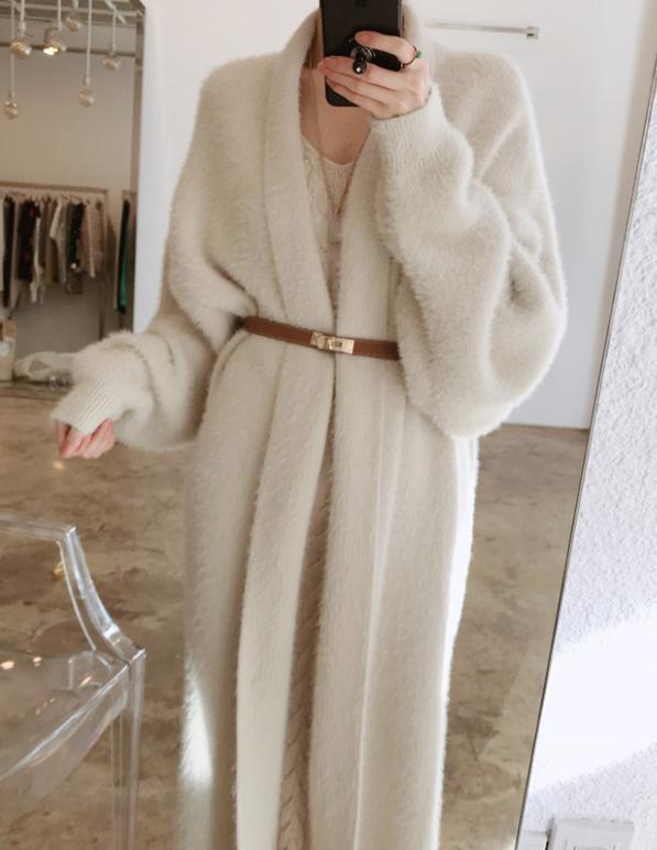 【送料無料】レディース もこふわ ガウン風 ロング カーディガン アンゴラ調 マキシ 【送料無料】レディース もこふわ ガウン風 ロング カーディガン アンゴラ調 マキシ