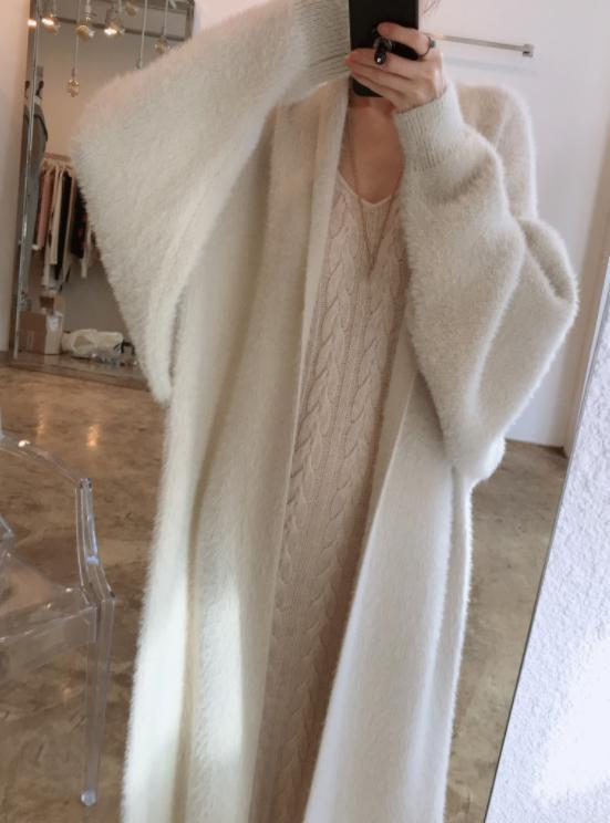 【送料無料】レディース もこふわ ガウン風 ロング カーディガン アンゴラ調 マキシ 【送料無料】レディース もこふわ ガウン風 ロング カーディガン アンゴラ調 マキシ