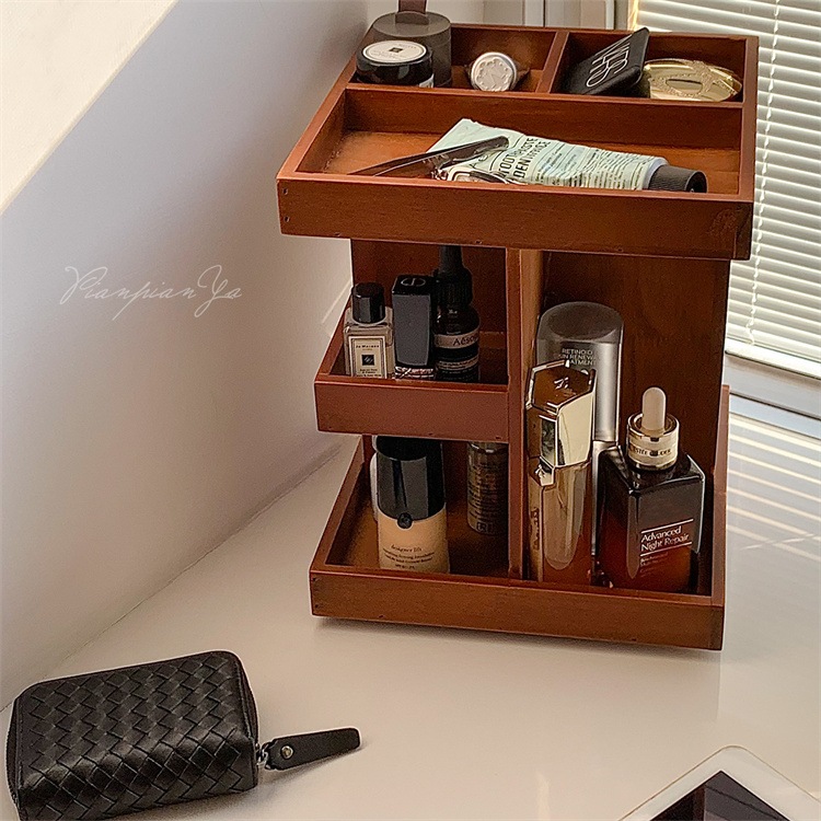 早い者勝ち 小物収納 360回転可能 レトロ 化粧品収納ケーススキンケア用品 木質 段積み整理 化粧台 新品 卓上収納ケース 早い者勝ち 小物収納 360回転可能 レトロ 化粧品収納ケーススキンケア用品 木質 段積み整理 化粧台 新品 卓上収納ケース