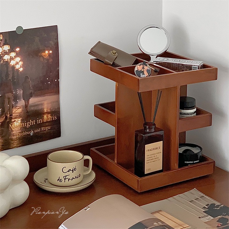 早い者勝ち 小物収納 360回転可能 レトロ 化粧品収納ケーススキンケア用品 木質 段積み整理 化粧台 新品 卓上収納ケース 早い者勝ち 小物収納 360回転可能 レトロ 化粧品収納ケーススキンケア用品 木質 段積み整理 化粧台 新品 卓上収納ケース
