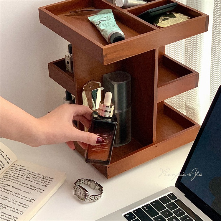 早い者勝ち 小物収納 360回転可能 レトロ 化粧品収納ケーススキンケア用品 木質 段積み整理 化粧台 新品 卓上収納ケース 早い者勝ち 小物収納 360回転可能 レトロ 化粧品収納ケーススキンケア用品 木質 段積み整理 化粧台 新品 卓上収納ケース