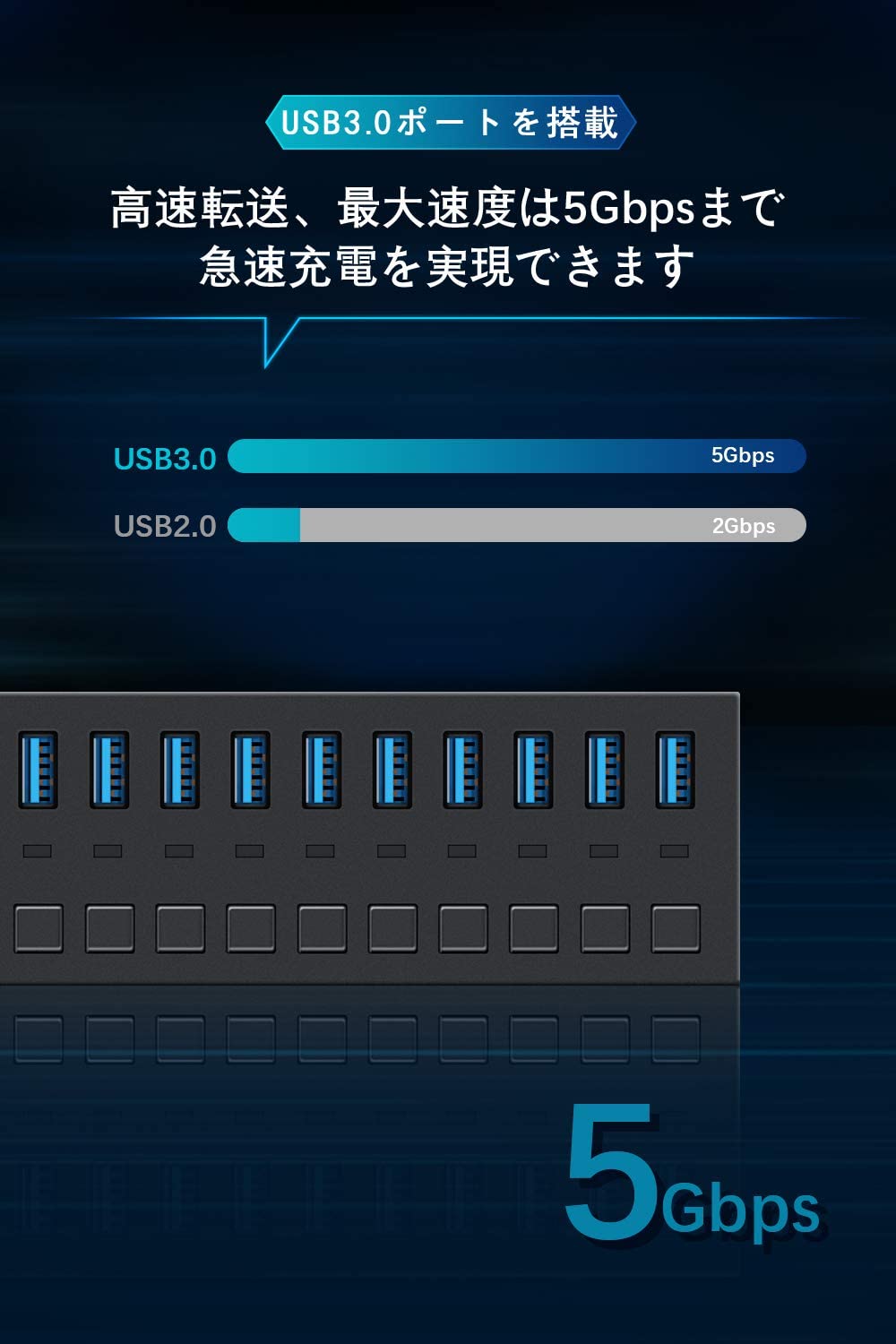 【本日限定価格】 usbポート ブラック 独立スイッチ付 USB拡張 usbハブ ps4 10ポート