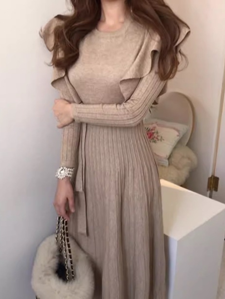 レディース ワンピース ニットワンピ ミモレ 長袖 ラウンドネック フェミニン プリーツ フリル ウエストマーク ウエストリボン 厚手 かわいい 大人可愛い きれいめ シンプル カジュアル 上品 レディース ワンピース ニットワンピ ミモレ 長袖 ラウンドネック フェミニン プリーツ フリル ウエストマーク ウエストリボン 厚手 かわいい 大人可愛い きれいめ シンプル カジュアル 上品