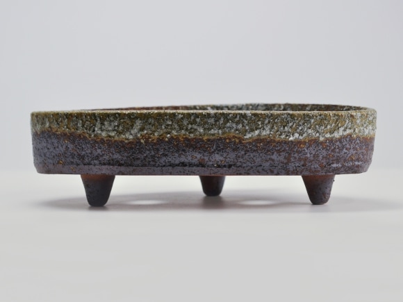 【盆栽鉢】寄せ植え鉢 茶窯変コンポート 11号【穴有り】幅33cm奥行21cm高さ9cm