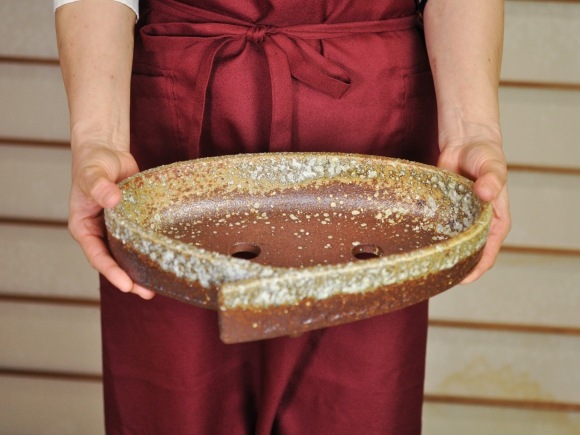 【盆栽鉢】寄せ植え鉢 茶窯変コンポート 11号【穴有り】幅33cm奥行21cm高さ9cm