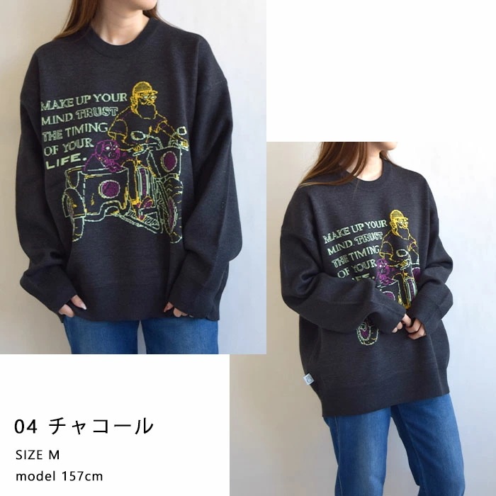 gym master トップス ニット ジャガードニット セーター MAKE UP YOUR MIND クルーネック メンズ レディース ユニセックス G421727 gym master トップス ニット ジャガードニット セーター MAKE UP YOUR MIND クルーネック メンズ レディース ユニセックス G421727