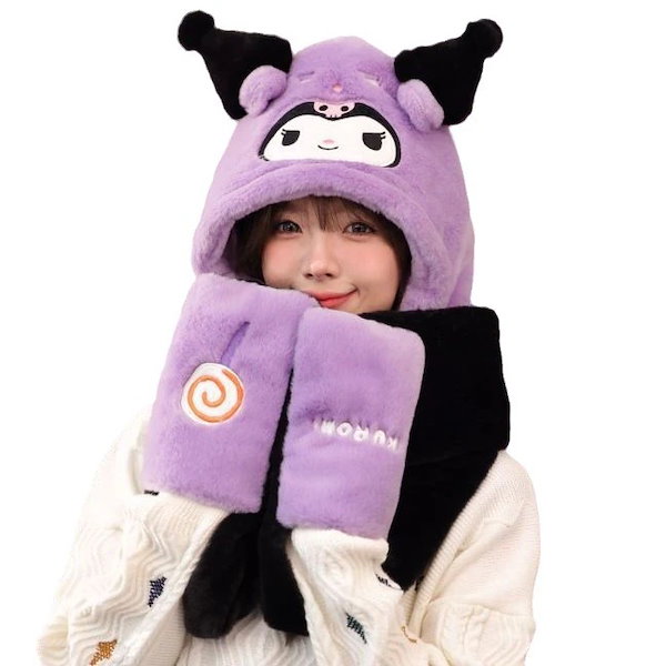 【60％OFF】 Qoo10] フー 3点セット クロミ帽子マフラー手袋 その他
