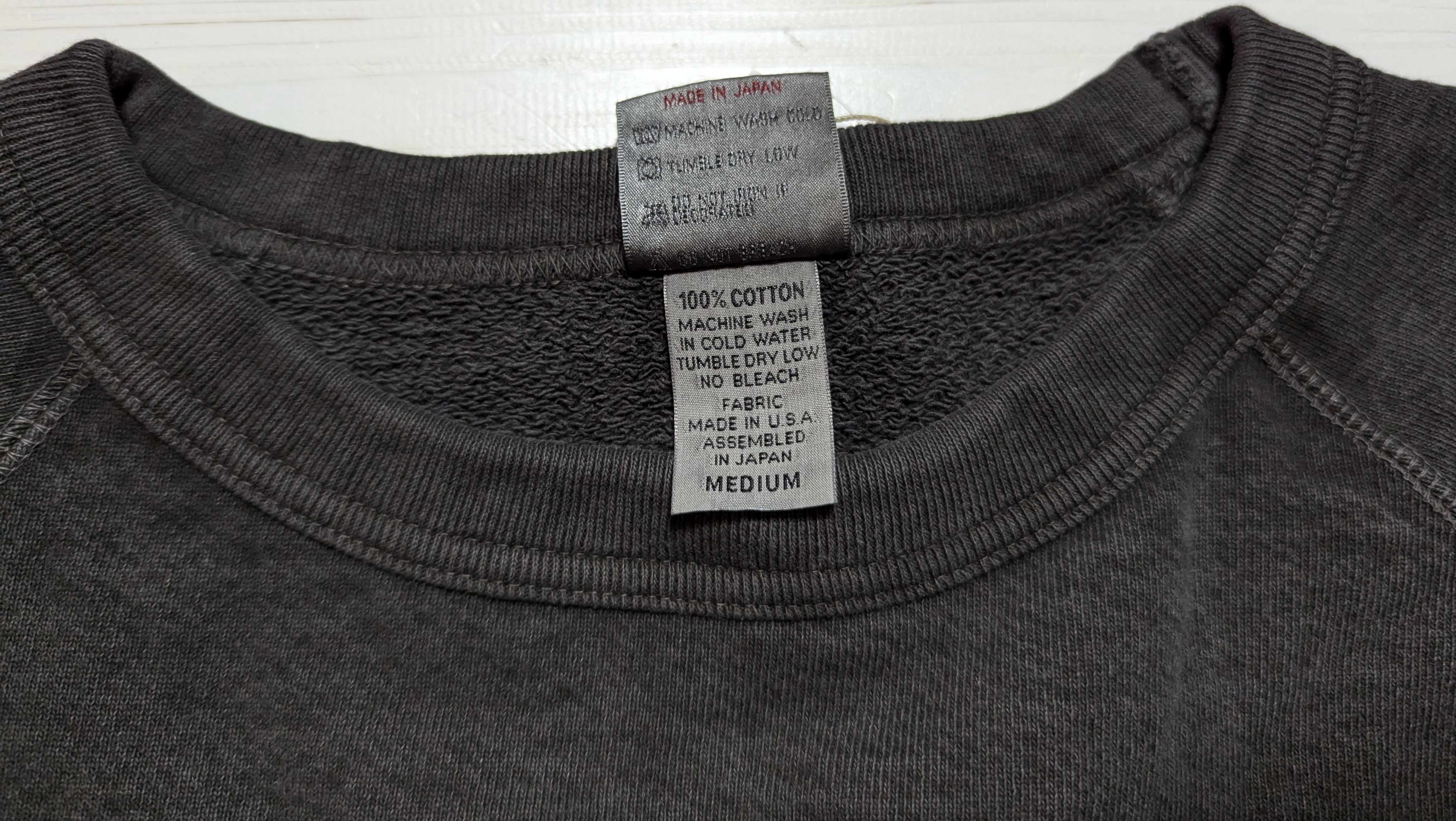 ピグメント ダイ 13オンス クルー ユーズドブラック メンズ スウェットシャツ 日本製 PIGMENT DYE 13oz CREW USED BLACK 040