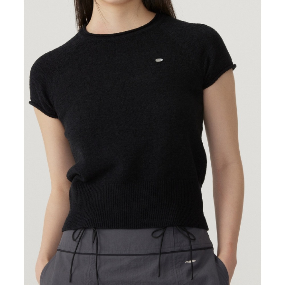 COVERNAT ウーマン バークラグランハーフニット Black COVERNAT ウーマン バークラグランハーフニット Black