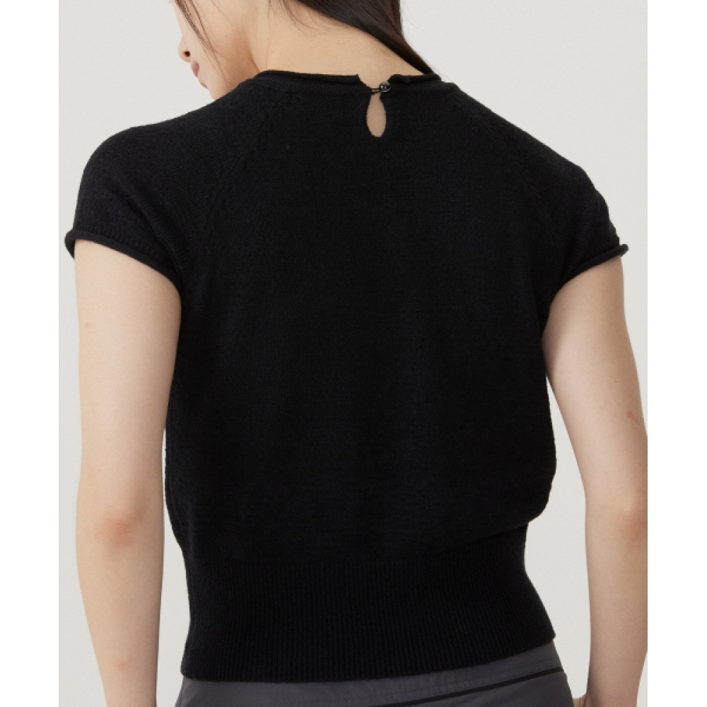 COVERNAT ウーマン バークラグランハーフニット Black COVERNAT ウーマン バークラグランハーフニット Black