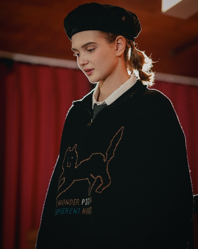 WV PROJECT] Different Knit Half Zip-up ニット