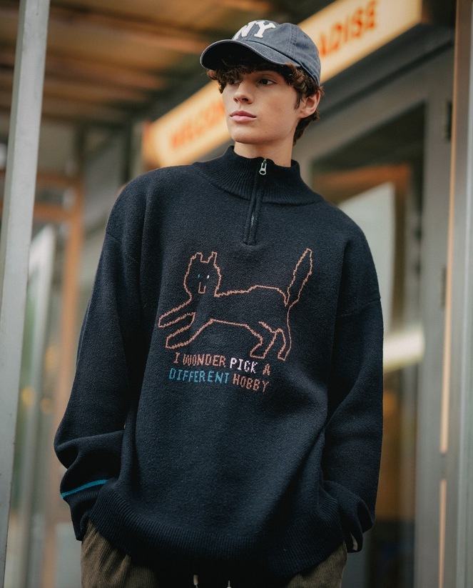 [WV PROJECT]★DIFFERENT KNIT HALF ZIPUP WV PROJECT] Different Knit Half Zip-up ニット