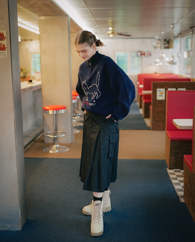 WV PROJECT] Different Knit Half Zip-up ニット