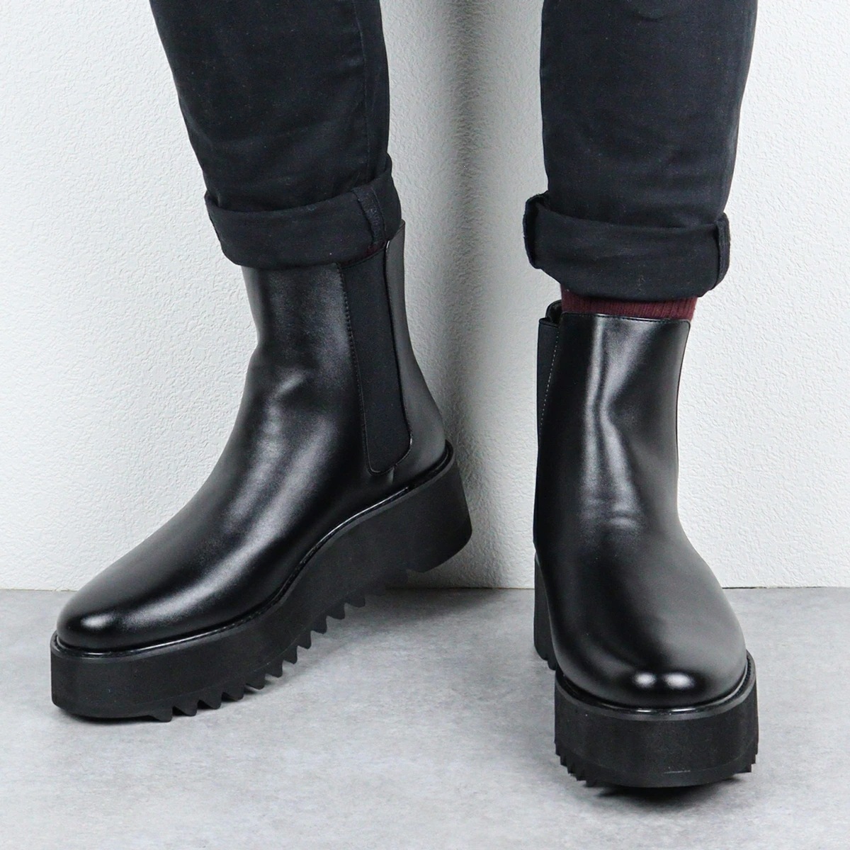 サイドゴアブーツ メンズ ブーツ ショートブーツ 厚底 シャークソール 脚長 防滑 おしゃれ 6cmヒール 1713 25.0-27.0cm 黒 ブラック LOVEHUNTER サイドゴアブーツ メンズ ブーツ ショートブーツ 厚底 シャークソール 脚長 防滑 おしゃれ 6cmヒール 1713 25.0-27.0cm 黒 ブラック LOVEHUNTER