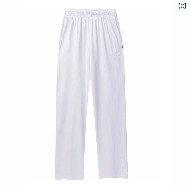 パンツ ズボン ウエストゴム レディース シニア 股上深め 大きめサイズ ストレッチ 楽ちん 太もも ふくらぎ シニア 夏 綿 薄手 スウェット 9分丈 ストレート ボトムス 体型カバー カジュアル