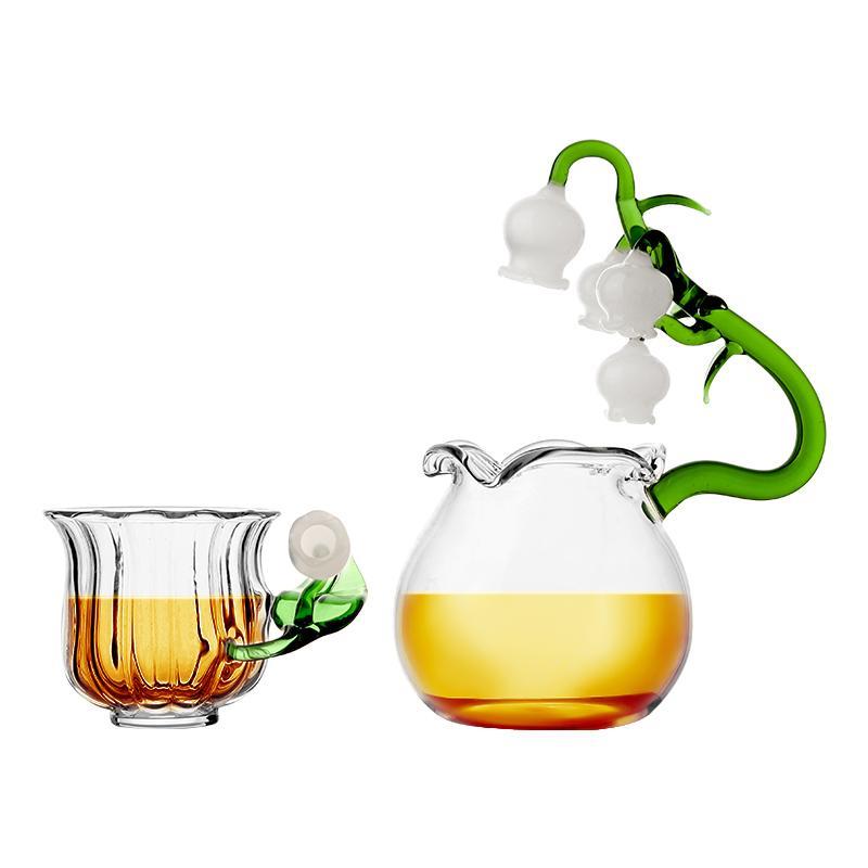 和風スズランガラス小カンフーティーカップパーソナルホステスカップ内蔵ランプ 和風スズランガラス小カンフーティーカップパーソナルホステスカップ内蔵ランプ