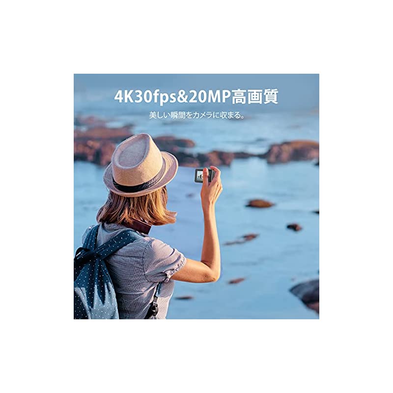 アクションカメラ 4Kウェアラブルカメラ IPX8防水10M 水中カメラ 6軸手ぶれ補正 リモコン付