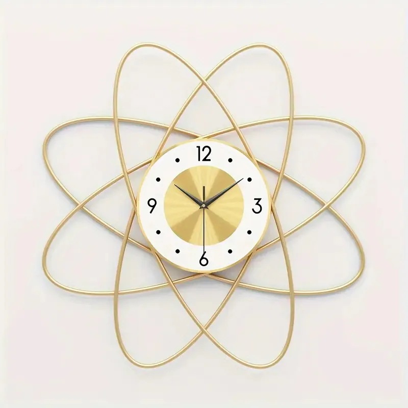 掛け時計 静音 アナログ ファッショナブル 幾何学 デザイン おしゃれ かわいい インテリア 壁掛け 時計 ウォール クロック ゴールド 4-7