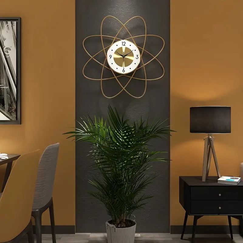 掛け時計 静音 アナログ ファッショナブル 幾何学 デザイン おしゃれ かわいい インテリア 壁掛け 時計 ウォール クロック ゴールド 4-7