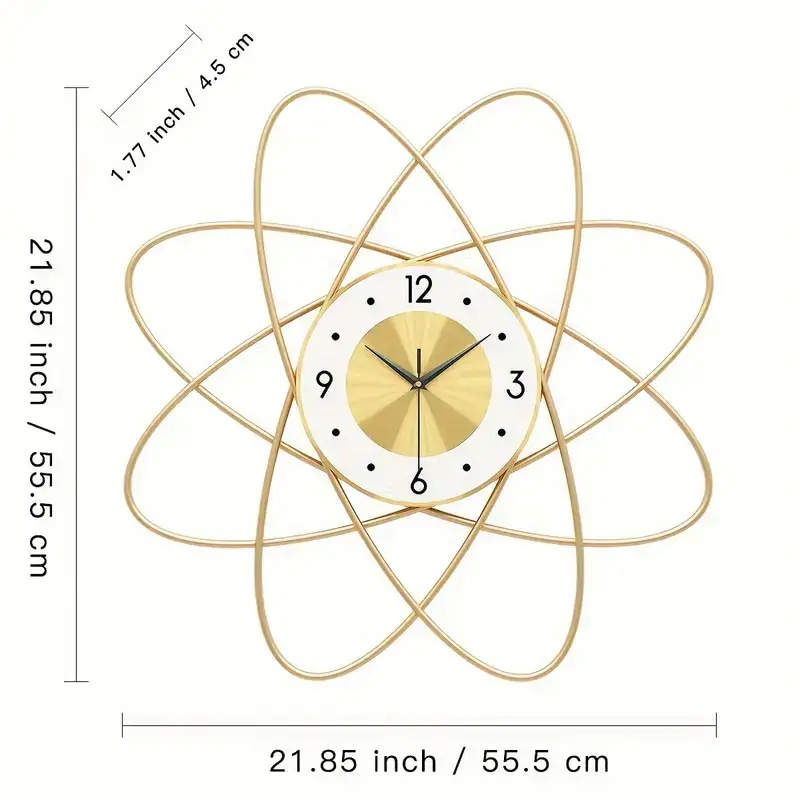 掛け時計 静音 アナログ ファッショナブル 幾何学 デザイン おしゃれ かわいい インテリア 壁掛け 時計 ウォール クロック ゴールド 4-7