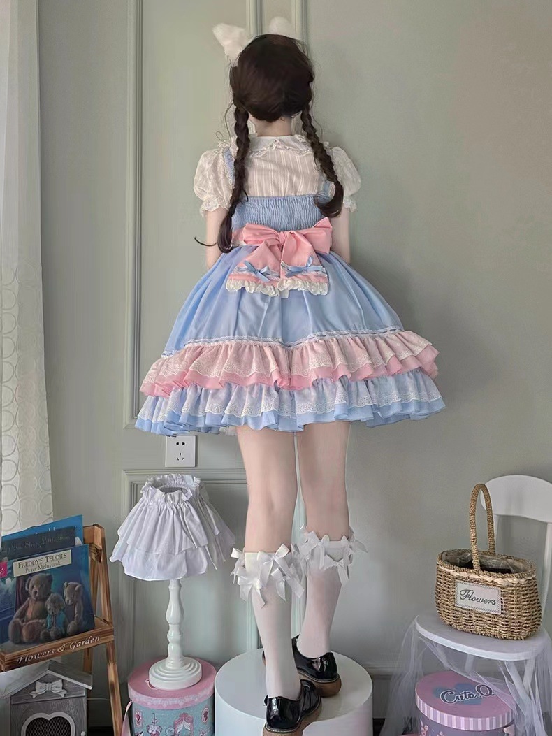 Lolita夏大童jskワンピースロリータが痩せて腰を収めた女子ロリータレーススカート Lolita夏大童jskワンピースロリータが痩せて腰を収めた女子ロリータレーススカート