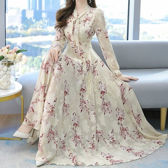 レディース ワンピース ロング 長袖 パフスリーブ フリル袖 Vネック ボウタイ フレア Aライン ハイウエスト シフォン きれいめ 上品 おしゃれ エレガント 主役級 存在感 プリンセス レディース ワンピース ロング 長袖 パフスリーブ フリル袖 Vネック ボウタイ フレア Aライン ハイウエスト シフォン きれいめ 上品 おしゃれ エレガント 主役級 存在感 プリンセス