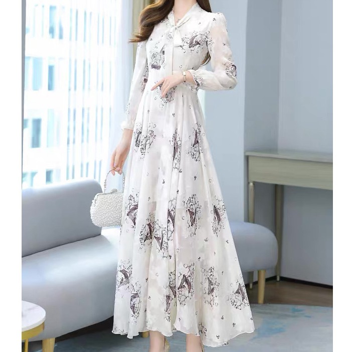 レディース ワンピース ロング 長袖 パフスリーブ フリル袖 Vネック ボウタイ フレア Aライン ハイウエスト シフォン きれいめ 上品 おしゃれ エレガント 主役級 存在感 プリンセス レディース ワンピース ロング 長袖 パフスリーブ フリル袖 Vネック ボウタイ フレア Aライン ハイウエスト シフォン きれいめ 上品 おしゃれ エレガント 主役級 存在感 プリンセス