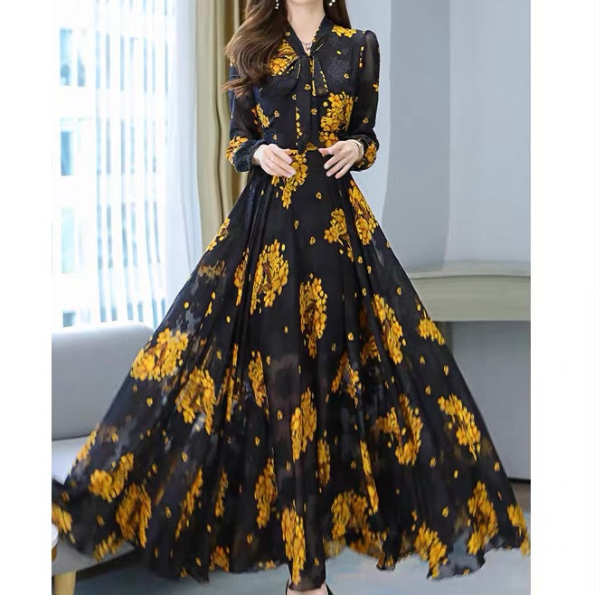 レディース ワンピース ロング 長袖 パフスリーブ フリル袖 Vネック ボウタイ フレア Aライン ハイウエスト シフォン きれいめ 上品 おしゃれ エレガント 主役級 存在感 プリンセス レディース ワンピース ロング 長袖 パフスリーブ フリル袖 Vネック ボウタイ フレア Aライン ハイウエスト シフォン きれいめ 上品 おしゃれ エレガント 主役級 存在感 プリンセス