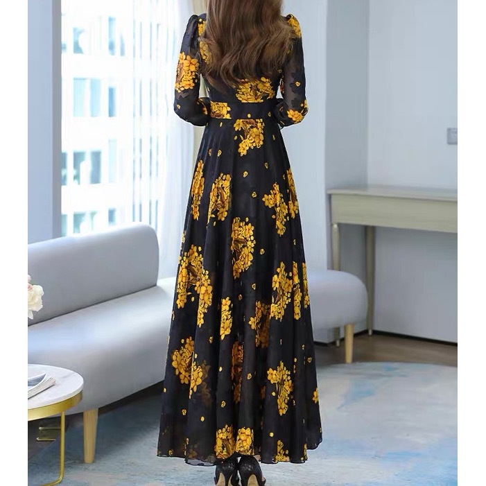 レディース ワンピース ロング 長袖 パフスリーブ フリル袖 Vネック ボウタイ フレア Aライン ハイウエスト シフォン きれいめ 上品 おしゃれ エレガント 主役級 存在感 プリンセス レディース ワンピース ロング 長袖 パフスリーブ フリル袖 Vネック ボウタイ フレア Aライン ハイウエスト シフォン きれいめ 上品 おしゃれ エレガント 主役級 存在感 プリンセス