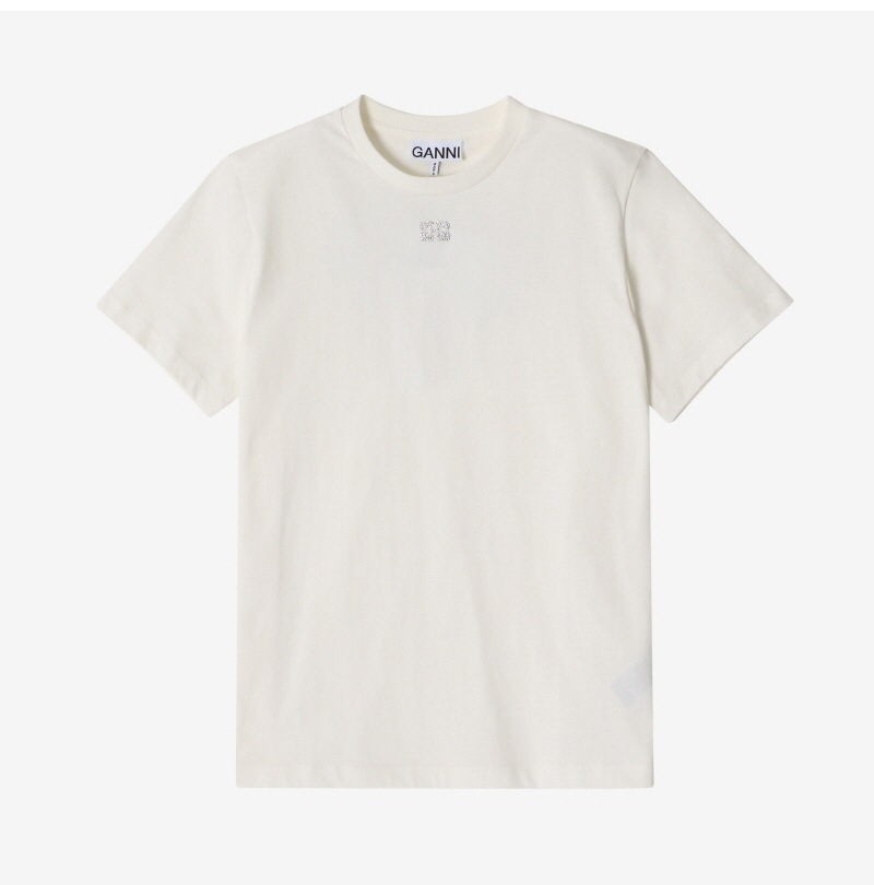 GANNI T3946 135 ラインストーン バタフライ ロゴ Tシャツ GANNI T3946 135 ラインストーン バタフライ ロゴ Tシャツ