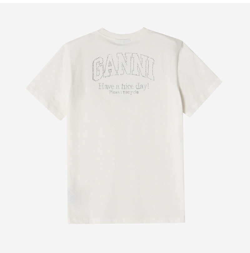 GANNI T3946 135 ラインストーン バタフライ ロゴ Tシャツ GANNI T3946 135 ラインストーン バタフライ ロゴ Tシャツ