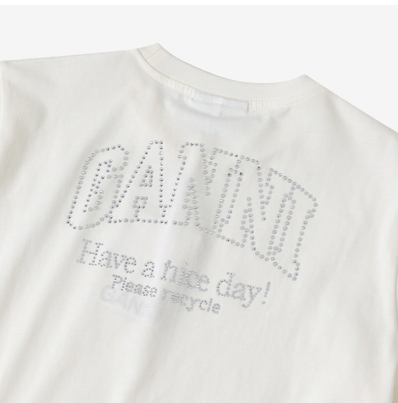 GANNI T3946 135 ラインストーン バタフライ ロゴ Tシャツ GANNI T3946 135 ラインストーン バタフライ ロゴ Tシャツ