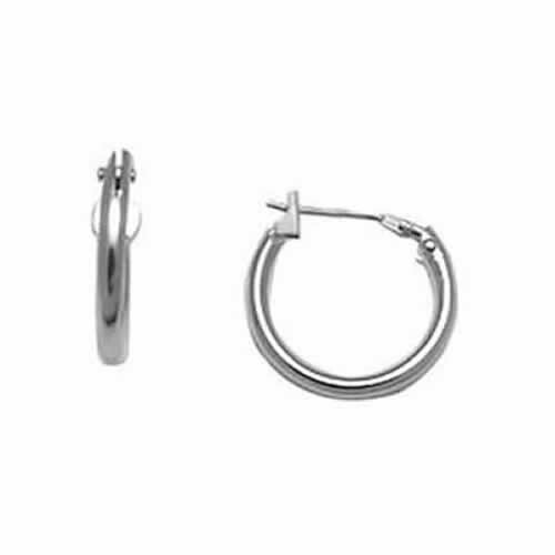 14金ホワイトゴールド フープピアス（外径：12mm）1個 片耳 リングピアス シンプル 男性 女性
