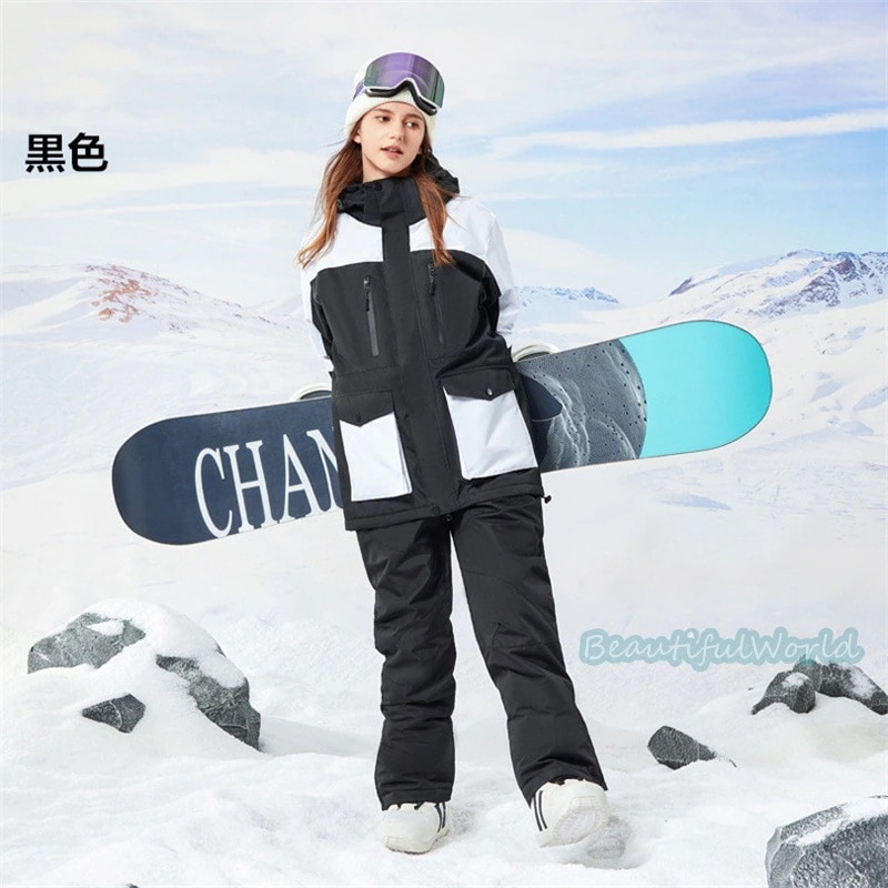 スノーボードウェア上下 スキーウェア 男女兼用 上下セット 防水 防風 保温 通気性 耐