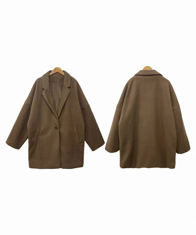 テーラード ルーズ コート コクーン ミドル丈 防寒 あったか アウター 羽織り ゆったり 大きめ 体型カバー オーバーサイズ ドロップショルダー 流行 可愛い【R-O R-A】 トレンド おしゃれ