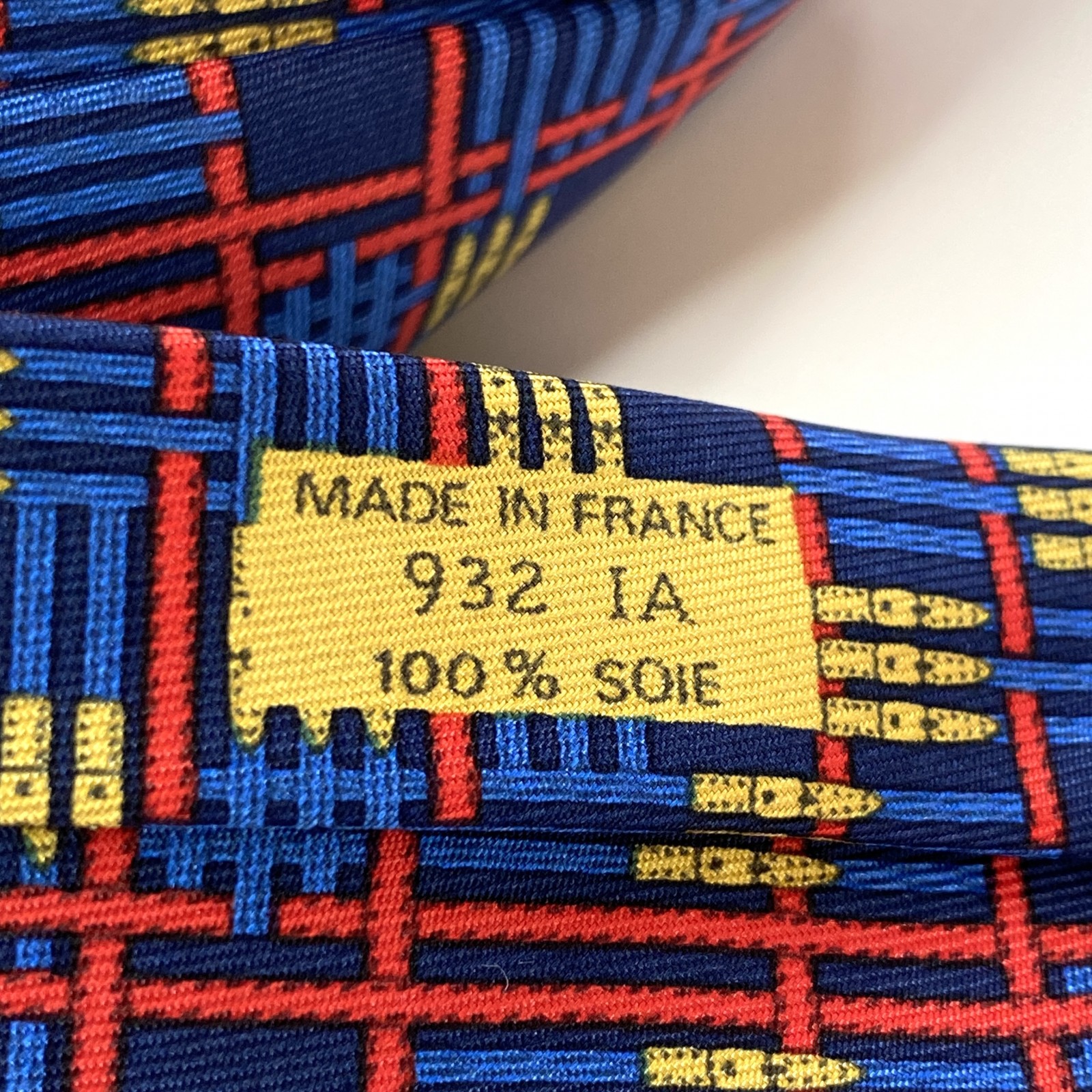 【中古】未使用 エルメス HERMES メンズ チェック柄 ネクタイ シルク 箱付