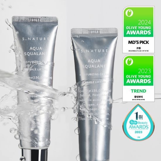 [1 1/毛穴水分天才クリーム]エスネイチャーアクアスクアラン水分クリーム60mlダブル企画（60ml 60ml）