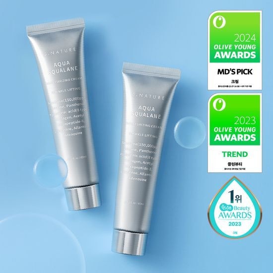 [1 1/毛穴水分天才クリーム]エスネイチャーアクアスクアラン水分クリーム60mlダブル企画（60ml 60ml）