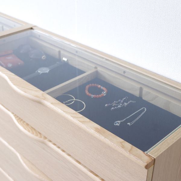 ガラスチェスト（ナチュラル） 幅約80cm [完成品］