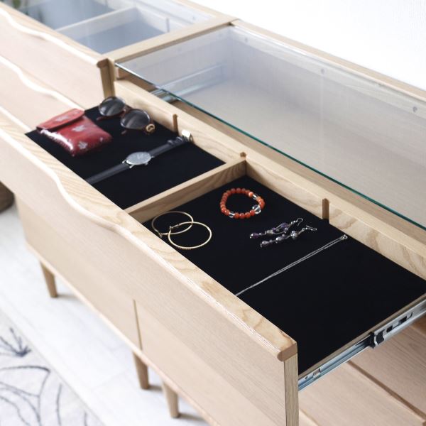 ガラスチェスト（ナチュラル） 幅約80cm [完成品］